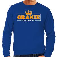 Koningsdag sweater voor heren - oranje staat mij niet - blauw - oranje feestkleding - thumbnail