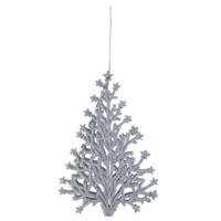 Kersthangers kerstboom - zilver glitters - 15 cm - kunststof - ornamenten - kerstversiering