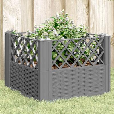 VidaXL Plantenbak met pinnen 43,5x43,5x43,5 cm polypropeen lichtgrijs