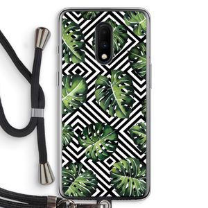 Geometrische jungle: OnePlus 7 Transparant Hoesje met koord