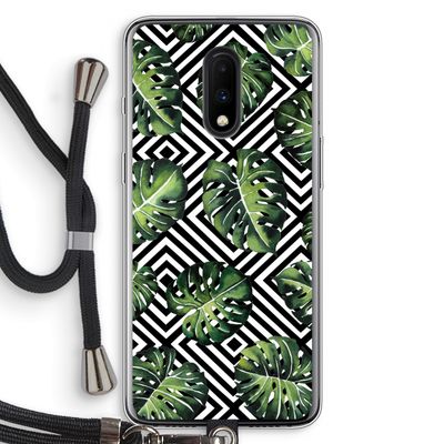 Geometrische jungle: OnePlus 7 Transparant Hoesje met koord