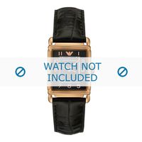 Armani horlogeband AR0454 Leder Zwart 18mm + zwart stiksel