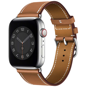 Bandje geschikt voor Apple Watch 42/44MM - Geschikt voor Series 1/2/3/4/5/6/7/8/9/SE/Ultra 1&2 - Maat One Size - Horlogebandje - Leren - Bruin