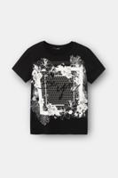 100% katoenen T-shirt met bloemen - BLACK - XS