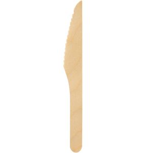 80x stuks Houten wegwerp messen bestek 16 cm bio/eco/milieubewust   -