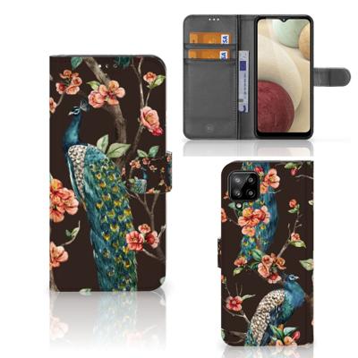 Samsung Galaxy A12 | Telefoonhoesje | Met pasjeshouder | Pauw met Bloemen