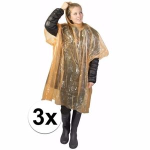 3x wegwerp regenponcho oranje