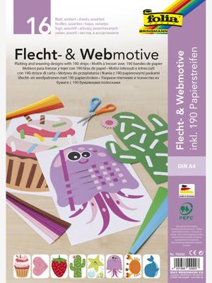 Knutselset MOTIEVEN OM TE VLECHTEN & TE WEVEN, 16 A4-vellen & 190 stroken papier FOLIA meerkleurig