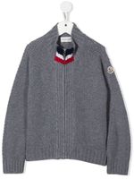 Moncler Enfant cardigan en laine vierge à rayures - Gris - thumbnail