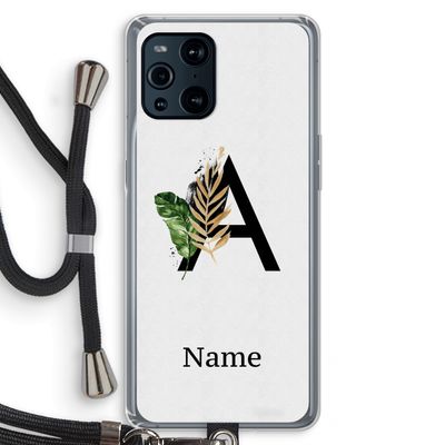 Charcoal Flora: Oppo Find X3 Pro Transparant Hoesje met koord