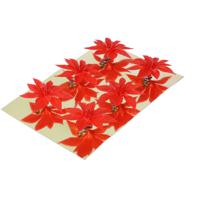 Decoratie bloemen op clip - 6x stuks - rood - kunststof - ornamenten