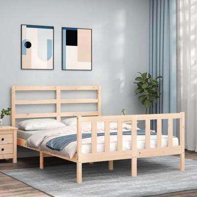 Bedframe met hoofdbord massief hout