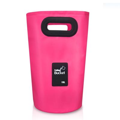 Outdoor draagbare vouwen spoelbak PVC inklapbaar emmer capaciteit: 15L (Rose rood)