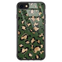 iPhone 8/7 glazen hardcase - Luipaard groen