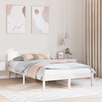 Bedframe met hoofdeinde Wit 135 x 190 cm Massief grenenhout