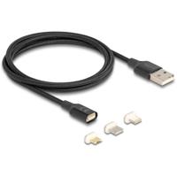 Delock 88165 USB-kabel USB-A stekker, USB-C stekker, USB-micro-B stekker, Apple Lightning stekker 1.00 m Zwart