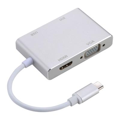 4-in-1 USB-C Hub / Type-C aan VGA & & HDMI & USB Adapter DVI, voor Galaxy S9 & S9 PLUS & S8 & S8 PLUS & Opmerking 8 / HTC 10 / Huawei Mate 10 & Mate 1