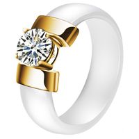 Cilla Jewels dames ring Keramiek Wit met Goud-16mm - thumbnail