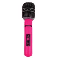 Opblaasbare microfoon - neon roze - 40 cm - opblaas - popster verkleedaccessoires