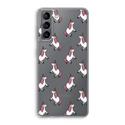 Eenhoorns overal: Samsung Galaxy S21 Transparant Hoesje