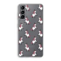 Eenhoorns overal: Samsung Galaxy S21 Transparant Hoesje