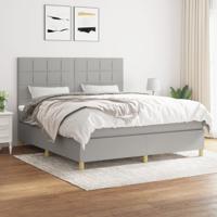 Boxspring met matras stof lichtgrijs 160x200 cm