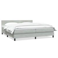 Boxspring met matras fluweel lichtgrijs 180x220 cm
