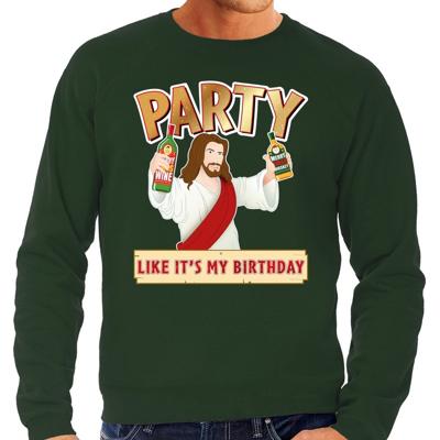 Foute Kersttrui - sweater - Party Jezus - groen - voor heren - kerstkleding - kerst outfit Foute Kersttrui - sweater - Party Jezus - groen - voor heren - kerstkleding - kerst outfit