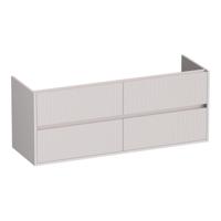 Brauer Adore Wavy - Onderkast - 140 cm - met 4 Softclose Lades Greeploos en 2 Sifon Uitsparingen - Mat Zand