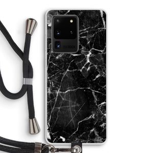 Zwart Marmer 2: Samsung Galaxy S20 Ultra Transparant Hoesje met koord