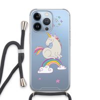 Regenboog eenhoorn: iPhone 13 Pro Transparant Hoesje met koord