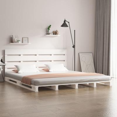 Bedframe zonder matras massief grenenhout wit 160x200 cm