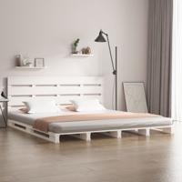 Bedframe zonder matras massief grenenhout wit 160x200 cm