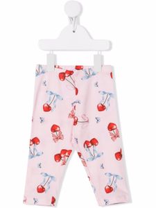 Monnalisa legging à cerises brodées - Rose