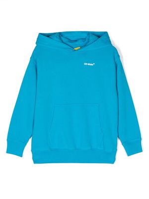 Off-White Kids hoodie en coton biologique à logo imprimé - Bleu
