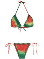 Amir Slama bikini tie-dye à broderies - Vert - thumbnail