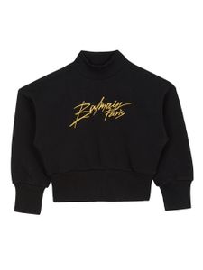 Balmain Kids sweat crop à logo brodé - Noir