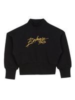 Balmain Kids sweat crop à logo brodé - Noir - thumbnail