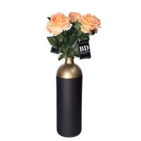 Kunstbloem Roos Dijon - 5x - 64 cm - perzik oranje - zijde kunstbloemen - Boeket - stelen - rozen