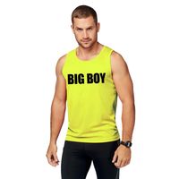 Neon geel sport shirt/ singlet Big boy heren - thumbnail