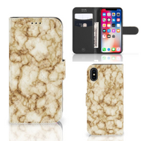 Apple iPhone X | Xs Bookcase Marmer Goud - thumbnail