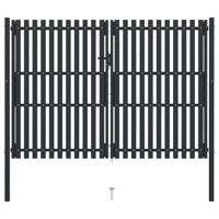 Poort dubbel 306x200 cm staal antraciet