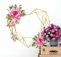 3D muursticker hart en bloemen