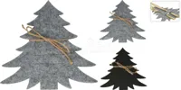 Bestekhouder Kerstboom Vilt Zwart of Grijs 4st