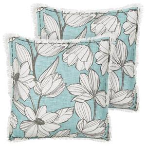 Beliani-CYANOTIS-Sierkussen set van 2-Wit|Blauw -45 x 45 cm-Katoen