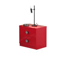 2e Halve Prijs Leen Bakker - Vipack Nachtkastje Monza - 2 Lades - MDF - Rood - 47x47x39.4 Cm