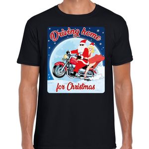 Fout kerst shirt driving home voor motorliefhebbers zwart heren