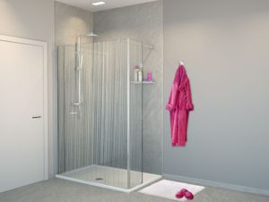 Balmani Modular inloopdouche met vaste zijwand 120 x 200 cm mikado glas glanzend chroom profiel