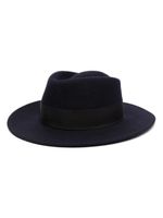 Borsalino chapeau en laine à étiquette logo - Bleu - thumbnail