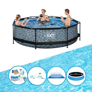 EXIT Zwembad Stone Grey - Frame Pool ø300x76cm - Plus accessoires